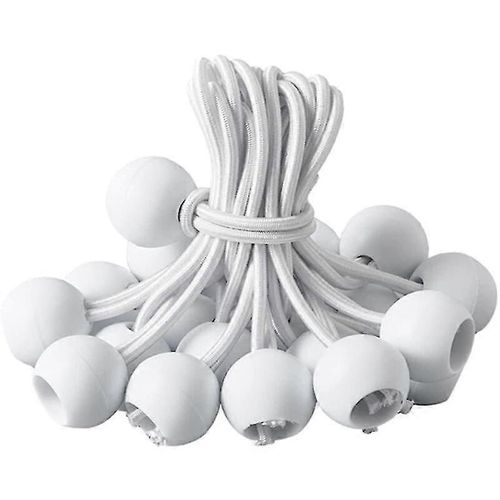 Tendeur de bâche, Tendeur de billes, Tendeur élastique noir, Tendeur élastique pour pavillon, Bâche, Camping, Tente, Harnais d¿extension de rideaux (20 pièces Wh