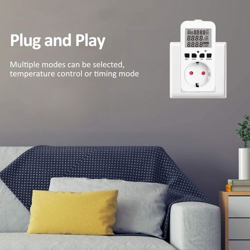 Prise de Thermostat numérique Prise de Sortie de contrôleur de température de Reptile 230 V 16 A Contrôle de Refroidissement de Chauffage pour Incubateur de Brassage Incubateur Tapis Chauffant de Terrarium de Serre