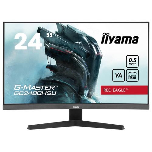 iiyama G-MASTER Red Eagle GC2480HSU-B1 - Écran LED - jeux - incurvé - 24" (23.6" visualisable) - 1920 x 1080 Full HD (1080p) @ 180 Hz - VA - 300 cd/m² - 3000:1 - 0.5 ms - 2xHDMI, DisplayPort -...