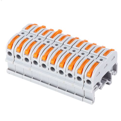Connecteur de fil de Type Rail PCT-211, 0.2-4mm, bornier de câblage rapide à pression (gris clair), 10 pièces