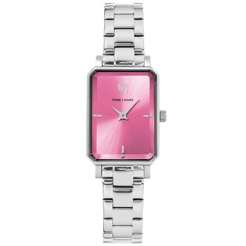 Montre Femme Ariane Argenté Cadran Rose Bracelet Acier Argenté 12 Mm