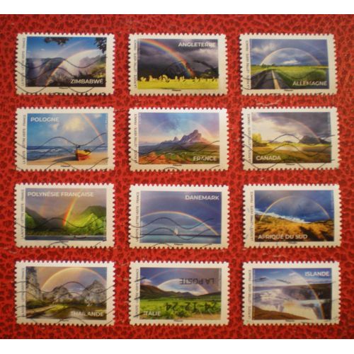 Entre Ciel Et Terre, L'arc En Ciel - Série Complète De 12 Timbres Oblitérés - France - Année 2023