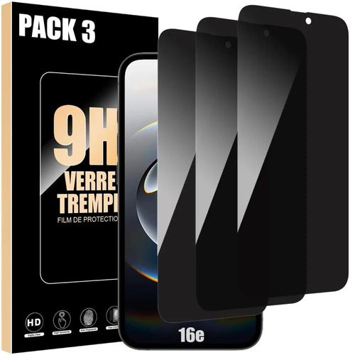 Lot-3 Vitre Protection Verre Trempé Anti-espion pour iPhone 16e - Noir - E.F.Connection