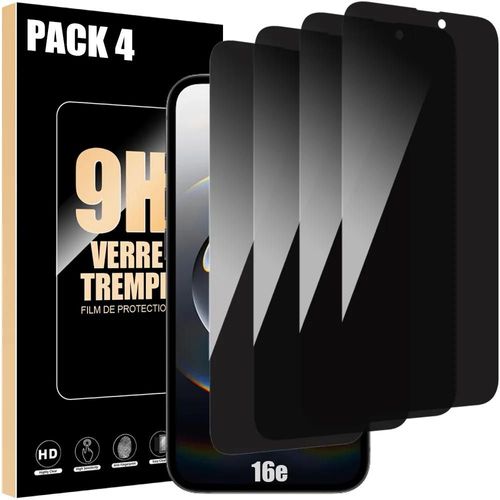 4 Verres Trempés Anti-Espion pour iPhone 16e, Protection d'écran Antichoc Anti-Rayures - E.F.Connection