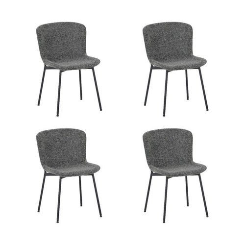 Lot De 4 Riya Chaise Contemporaine Avec Revêtement En Tissu Bouclé-Vert