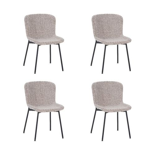 Lot De 4 Riya Chaise Contemporaine Avec Revêtement En Tissu Bouclé- Marron