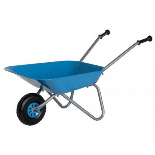 Brouette En Metal Enfant, Bleue / Grise - Benne 25kg Max, 80x38x41cm - Accessoire, Outil Jardin - Des 2,5 Ans - Set Jouet Plein Air + Carte