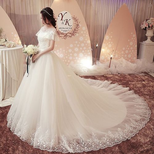Wedding Dresses Princess Bridal Court One-Shoulder Long Tail High Waist Large Size Mori