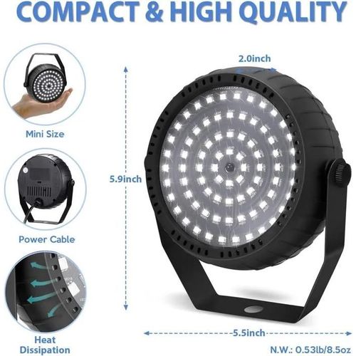 STROBOSCOPE PAR MINI STROBE 54 Leds Blanches Lumières stroboscopiques Dj Disco Night Maker 54 Leds White strobe light