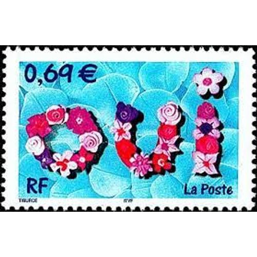 Timbre Pour Mariages : Oui En Fleurs Année 2002 N° 3465 Yvert Et Tellier Luxe