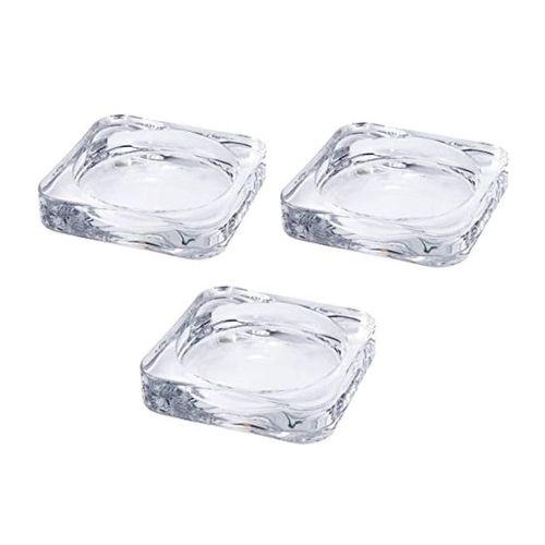 Lot 3 bougeoirs verre Ikea Glasig NEUF Glossy Candle Dish Carré 10 x 10 cm Réf. 602 591 43 Bougie Noël Église Cierge
