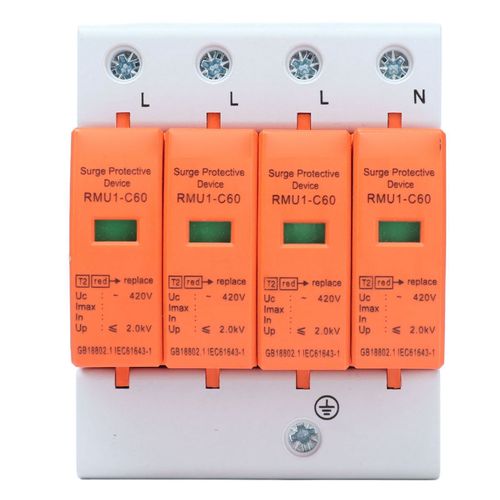 Dispositif de protection contre les surtensions 4P Protecteur de parafoudre à montage sur rail DIN avec indicateur AC 420 V RMU1¿C60Imax¿60kA
