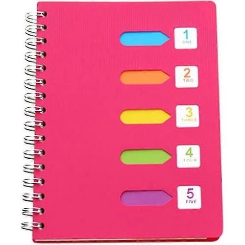 A5 Spiral Notebook, 14.5 * 21cmrosy Hardcover Spiral Notebook Doublé Avec Diviseur Pour Bureau Ou École