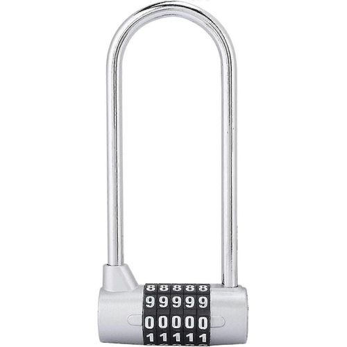 5 chiffres combinaison de cadenas alliage de sécurité en forme de u verrouillage de code extra long verrou de casier avec code lock (argent)