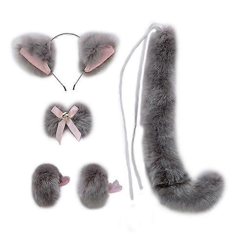 5 Pièces Oreilles De Chat Cravate Queue Bracelet Bandeau