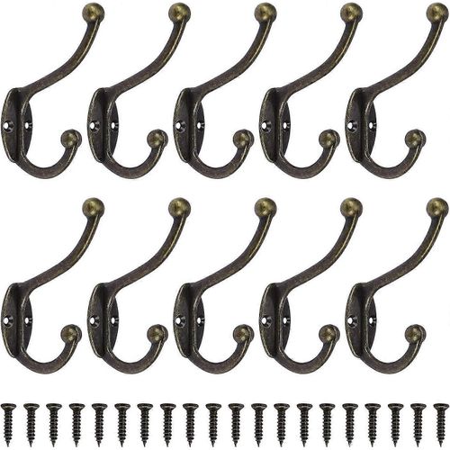 R&eacute tro Hook Patère Door Coat Vintage Wall Door Hook Métal pour salle de bain Cuisine Chambre Entrée 10 Pièces Bronze