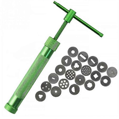 Extrudeuse d¿argile, extrudeuse fondant pour pistolet avec 20 disques, extrudeuse de pâte à sucre, ensemble d¿outils de décoration de gâteau (1set)