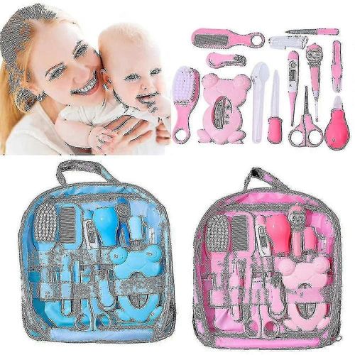 Kit De Soins Pour Bébé 13pcs / Set Ensemble De Toilettage Pour Nouveau-Né Accessoires De Soins De Santé Essentiels Pour Voyager À Domicile Bleu