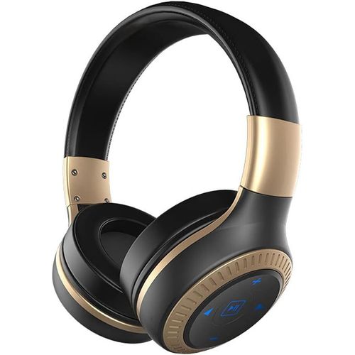 Écouteurs Bluetooth De L'Oreille Sans Fil,Casque De Sport,Hi-Res Audio,Coupes D'Oreille Confortables,Pour Voyage,Bureau À Domicile Pliable,Black Gold