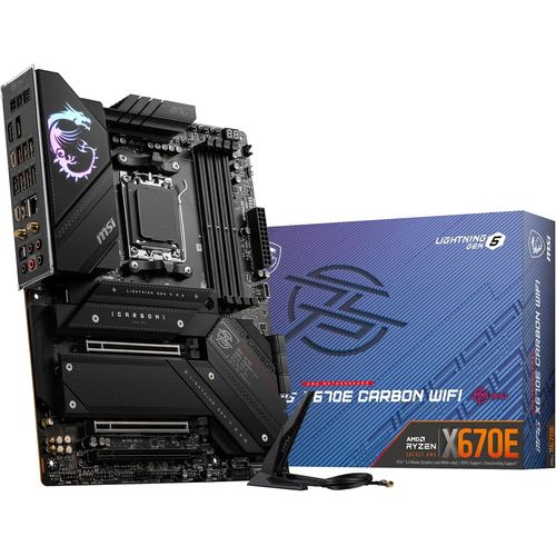 Mpg X670E Carbon Wifi Carte Mère,Atx-Pour Processeurs Amd Ryzen Série 9000,Am5-Alimentation 18 Phases Double Rail 90A,Ddr5 Memory Boost 6600+Mhz/Oc,2XPcie 5.0 X16,2XM.2 Gen5,Wi-Fi 6E
