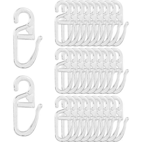 100 Pièces Crochet Rideau Anneaux Et Crochets Pour Rideaux,31x 15mm Transparent Accroche Rideau 6 Mm Crochets Crocher A Clisperr Crochets À Rideaux À Suspendre Pour Rails Et Tringles À Rideaux