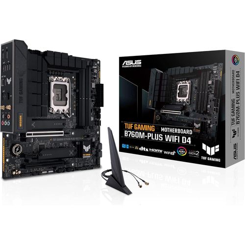 Tuf Gaming B760M-Plus Wifi D4 ¿ Carte Mère Gaming Intel B760 Lga 1700 Matx(Ddr4,Pcie 5.0,2X4.0 M.2,Wifi 6,Ethernet,Displayport,Hdmi,Sata 6,Usb 3.2 Gen 2,Thunderbolt Usb4,Aura Sync)