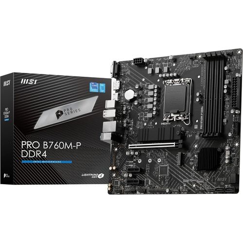 Pro B760M-P Ddr4 Carte Mère,Micro-Atx-Pour Processeurs Intel Core 14E,13E & 12E Génération,Lga 1700-Ddr4 Memory Boost 4800+Mhz/Oc,Slots Pcie 4.0 X16,Slots M.2 Gen4