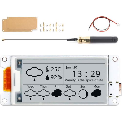 2.13" E-Ink Lora Display Binghe 2.13" E-Ink Lora Display Avec Esp32-S3 Lora Carte De Développement Avec Carte Acrylique/Câble De Batterie/Antenne Support Wifilora Bluetooth Compatible Avec Arduino