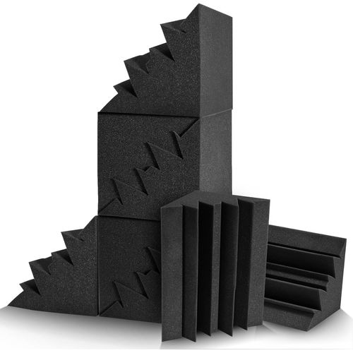 8-Pack Bass Traps Acoustic Foam Corner 8''X8''X12'' Black Bass Traps Coin Studio Mousse Pièges À Basses Haute Densité Et Ignifuges Panneaux Acoustiques Traitements Acoustiques