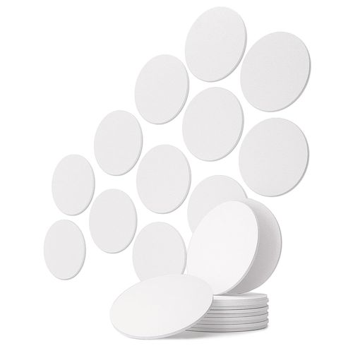Lot De 12 Panneaux Acoustiques Design En Feutre Recyclé-Blanc-Isolation Acoustique-Cercles-Diamètre : 250 Mm-Épaisseur : 9 Mm-Pour Les Jeux,Le Bureau,Le Couloir