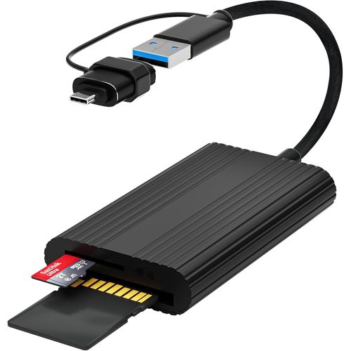 Lecteur Carte Sd 3.0/Tf 3.0,Double Prise 170Mo/S Usb 3.0/Usb C Lecteur Carte Sd Pour Sd/Tf/Sdhc/Tm-Mmc/Rs-Mmc Compatible Avec Windows/Android/I-Os/Iphone16/15Série,Galaxy,Ipad Pro/Air,Macbook Pro/Air