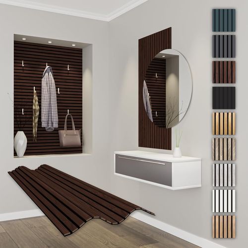 Panneaux Acoustiques 118X60Cm-Paroi À Lamelles Flexible Bois Mdf Panneaux Muraux Revêtement À Lamelles Revêtement Mural(1 Panneau / 0,708 M² Catania Oak-Apf13)