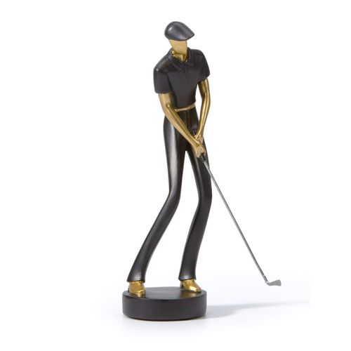 Golfeur Figurine Statue Golf Arts Décor Moderne Cadeau Sculpture Maison Décoration Résine Noir 24cm