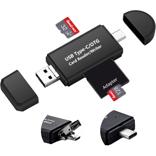 Lecteur De Carte Mémoire Usb 2.0-Adaptateur Micro Usb Otg Pour Cartes Sd,Sdhc,Sdxc,Micro Sd,Micro Sdhc,Micro Sdxc,Tf,Uhs-I-Compatible Avec Pc Et Téléphones Android/Tablettes Avec Fonction
