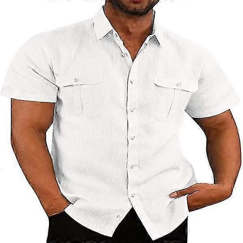 Chemise À Manches Courtes En Coton Et Lin Pour Homme