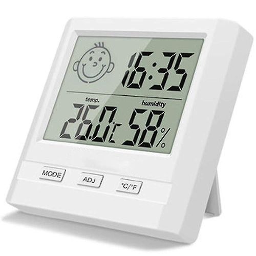 Thermomètre hygromètre intérieur numérique avec affichage de l¿heure, moniteur d¿humidité de température précis