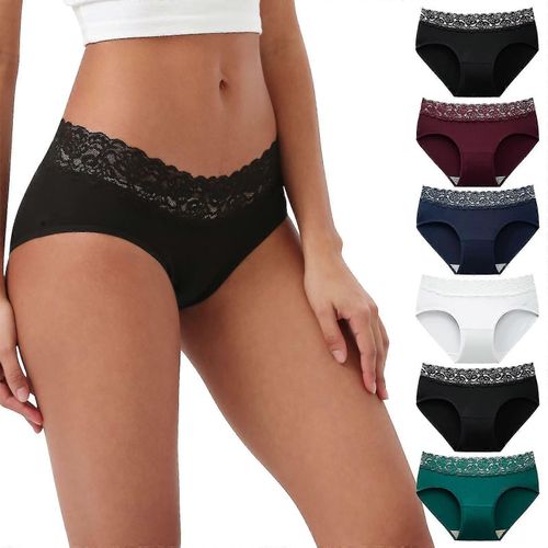 Culotte En Coton Pour Femme Avec Dentelle, Sous-Vêtements Hipster Confortables, Pack Multiple