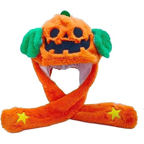 Chapeau citrouille d'Halloween, chapeaux Jack-O-Lanterne, casquette en peluche qui bouge les mains, accessoire amusant pour fête costumée, accessoires de costume mignons
