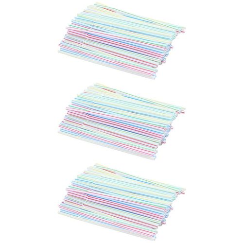 300 Pcs Fournitures De Boisson En Plastique De Pailles Flexibles Jetables