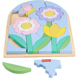 Fisher-Price Puzzle Fleurs En Bois Avec Blocs À Empiler Composé De 37 Pièces En Bois Certifié Fsc