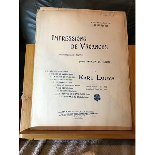 Karl Louys Contes Grand' Mère Impressions De Vacances N°9 Partition Violon Piano Gallet