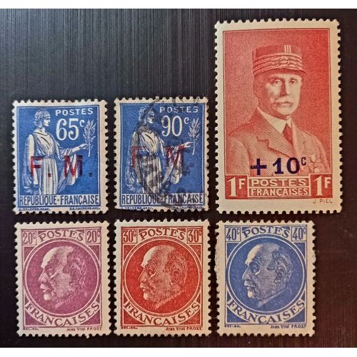 Timbres France 1937 Franchise Militaire, 1939 French Postage Stamp No.384 Overprinted & 1941 The Marshal Pétain