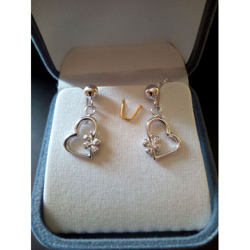 Boucles D'oreilles Argent Coeurs Et Trèfles