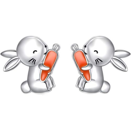 Cadeaux De Pâques Boucles D'oreilles Lapin Pour Femmes Et Adolescentes Boucles D'oreilles Lapin Et Carotte En Argent 925 Bijoux Animaux Mignons