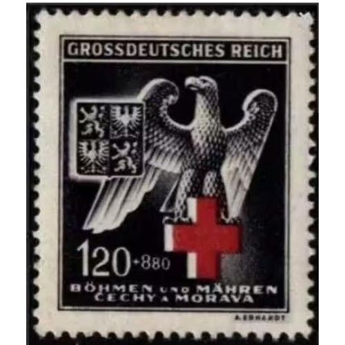 Tchecoslovaquie, Occupation Allemande, Bohème Et Moravie 1943, Très Beau Timbre Neuf** Luxe Yvert 111, Au Profit De La Croix Rouge, Grand Aigle Aux Ailes Déployées.