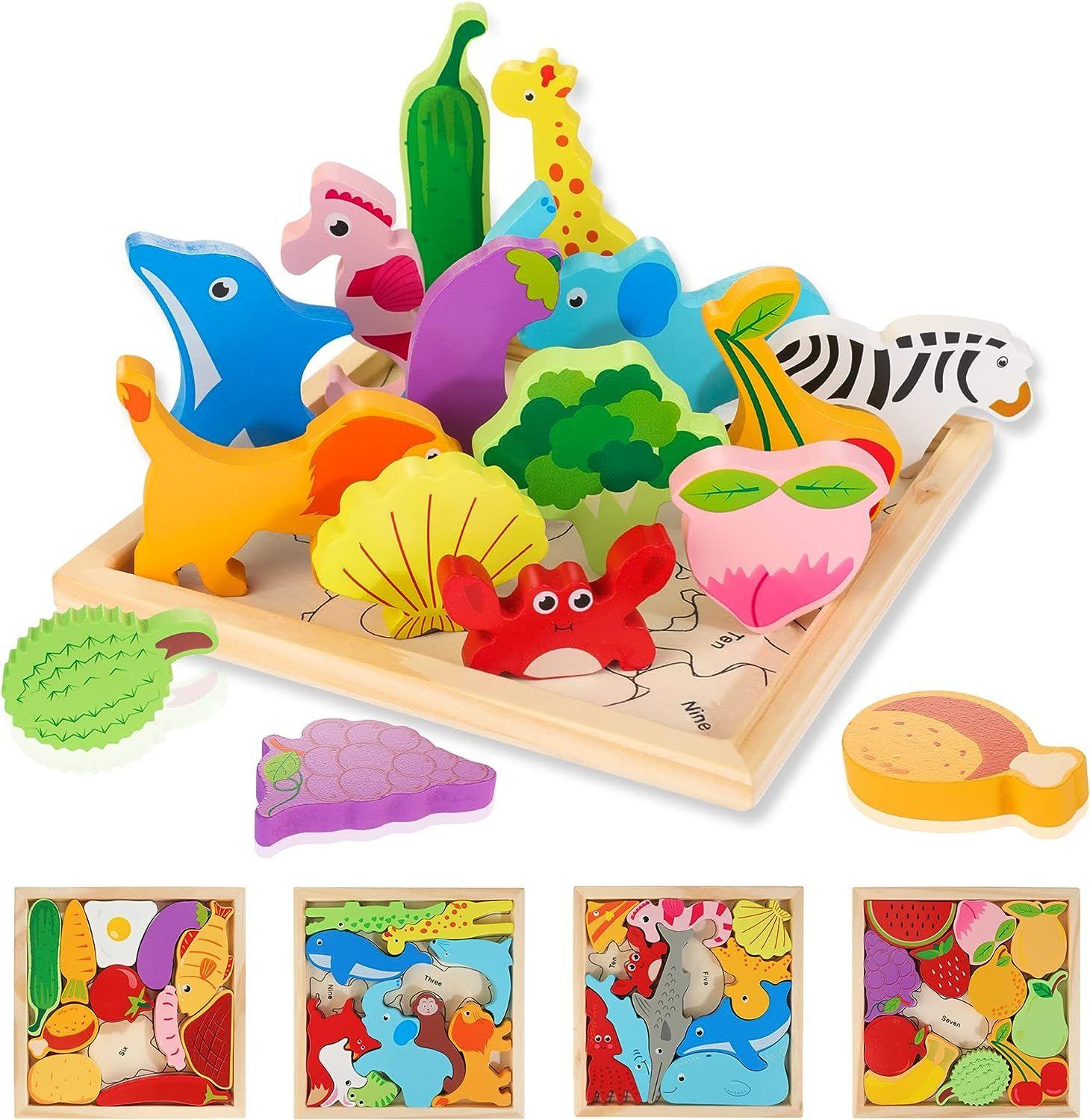 Jouets en bois 3D Montessori dos pour enfants, puzzles en bois, jouet  d'apprentissage pour bébé