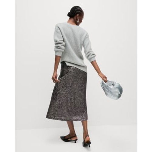 Jupe Midaxi Ornée De Sequins - Gris