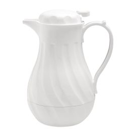 Pichet Isotherme Torsadé Blanc 2 Litres,Blanc,Matériau:Abs,Mécanisme À Levier Pour Un Versement Contrôlé,Pichet Pour Boissons Chaudes Et Froides,Gl971