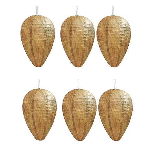 Pack De 6 Mini Taille Papier Nid De Guêpe Leurre Suspendu Faux Nid De Guêpe Pour Guêpes Frelons Vestes Jaunes