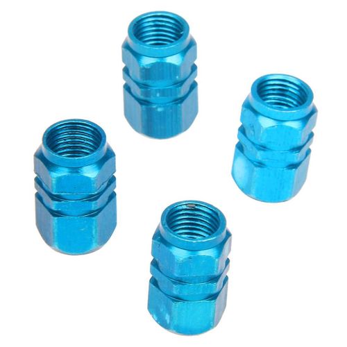 4x Pneu Jantes Tige Air Valve Capuchons Couverture Pneu Voiture Camion Vélo Aluminium Bleu
